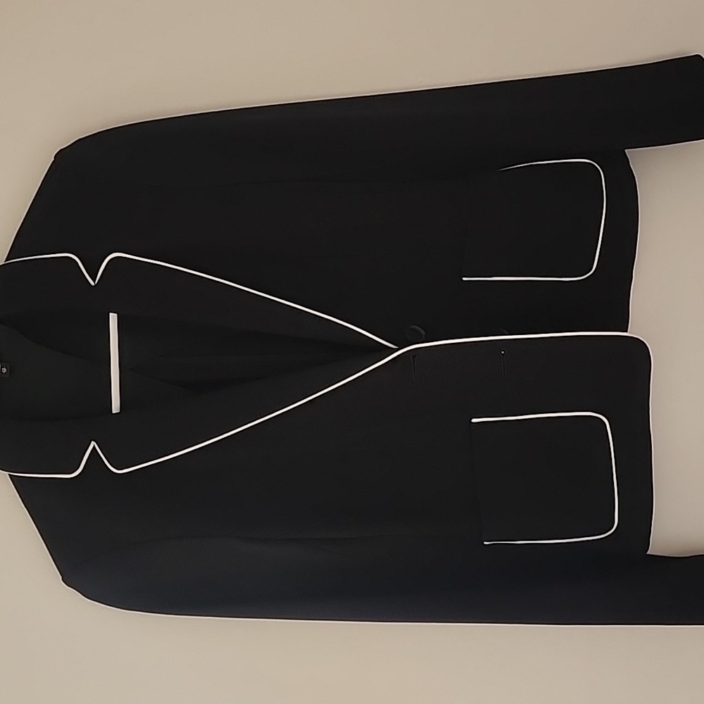 Express Black Blazer with White Piping
